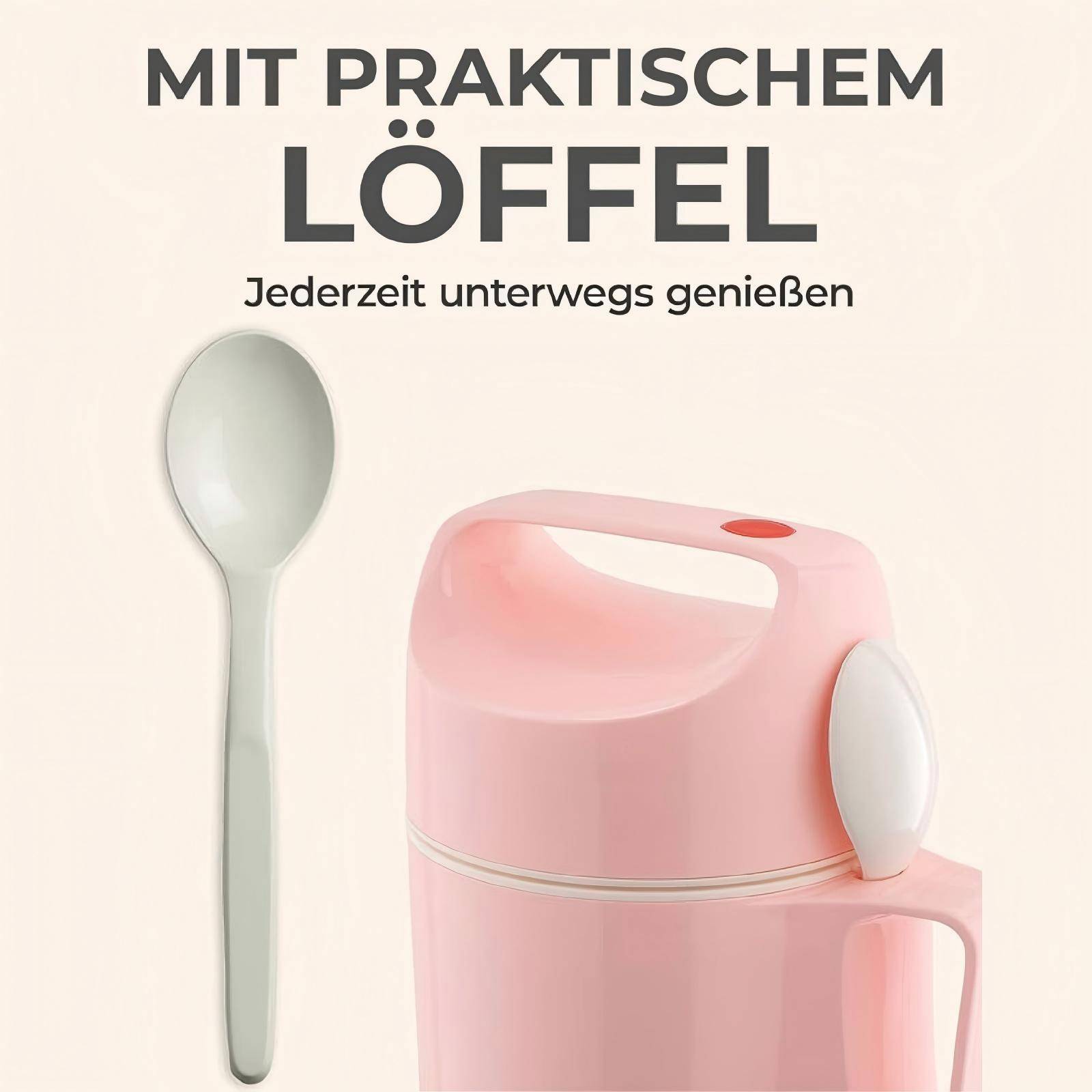 ROTPUNKT Isolierbecher - Dirk 850 - Große Öffnung - Lunchbox mit Löffel - 12h warmhaltend - Rosa
