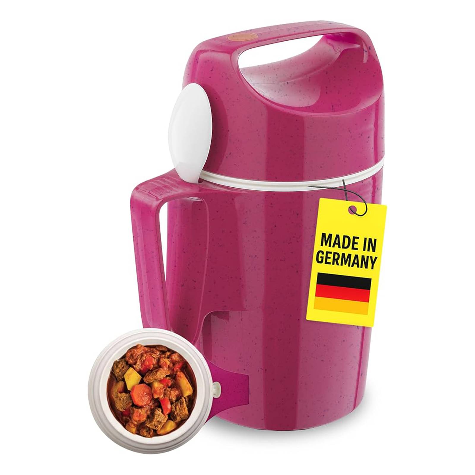 ROTPUNKT Isolierbecher - Dirk 850 - Große Öffnung - Lunchbox mit Löffel - 12h warmhaltend - Pitaya