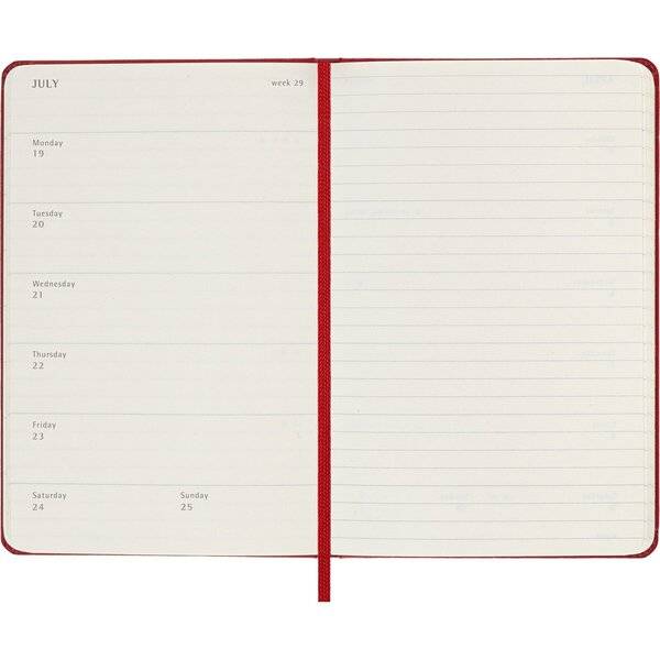 Wochenkalender 12 Monate Pocket A6 1 Woche/Seiten horizontal fester Einband scharlachrot 2027