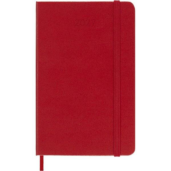 Wochenkalender 12 Monate Pocket A6 1 Woche/Seiten horizontal fester Einband scharlachrot 2027