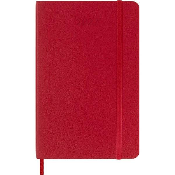 Wochenkalender 12 Monate Pocket A6 1 Woche/Seiten horizontal weicher Einband scharlachrot 2027