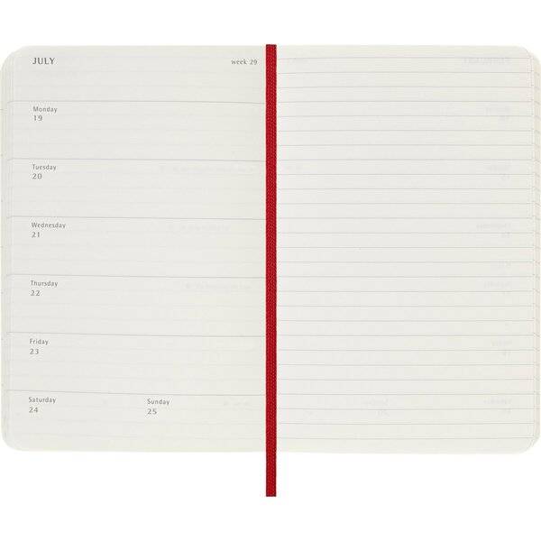 Wochenkalender 12 Monate Pocket A6 1 Woche/Seiten horizontal weicher Einband scharlachrot 2027