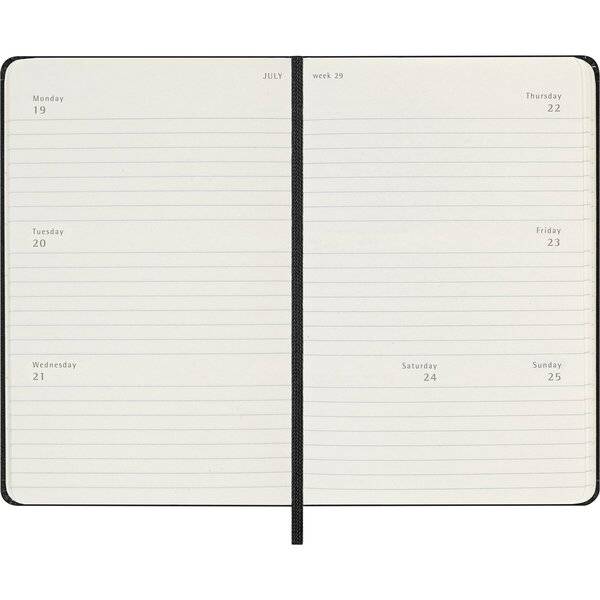 Wochenkalender 12 Monate Pocket A6 1 Woche/2 Seiten horizontal fester Einband schwarz 2027
