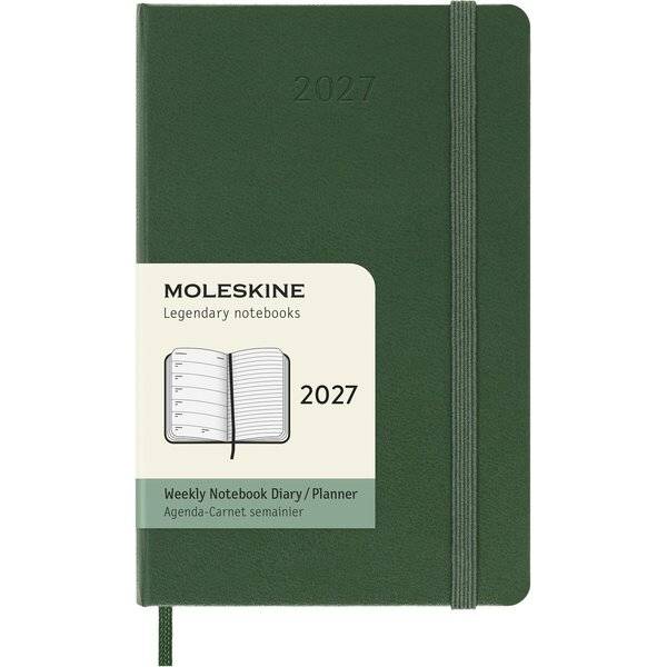 Wochenkalender 12 Monate Pocket A6 1 Woche/Seiten horizontal fester Einband myrtengrün 2027