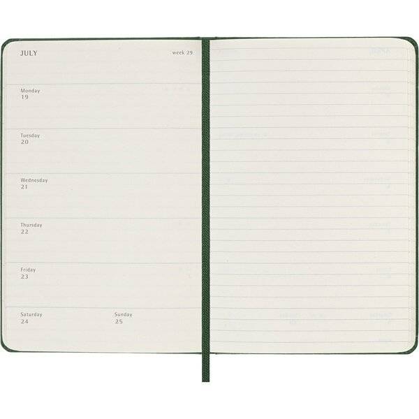 Wochenkalender 12 Monate Pocket A6 1 Woche/Seiten horizontal fester Einband myrtengrün 2027