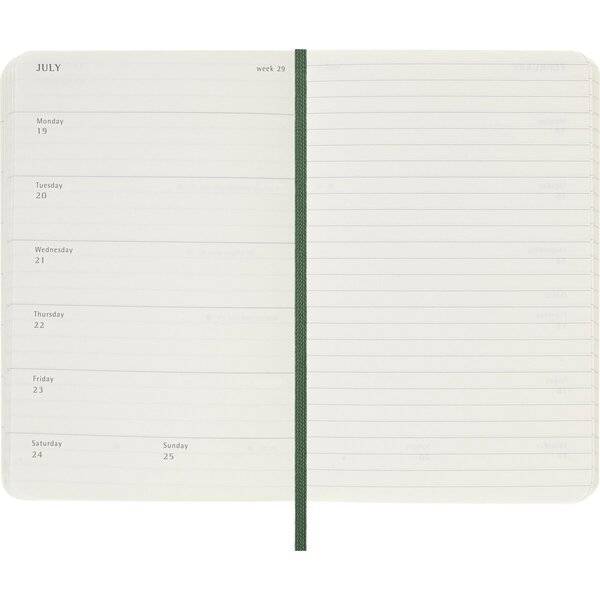 Wochenkalender 12 Monate Pocket A6 1 Woche/Seiten horizontal weicher Einband myrtengrün 2027