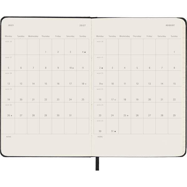 Wochenkalender 18 Monate Pocket A6 1 Woche/Seiten horizontal fester Einband schwarz 2026/2027