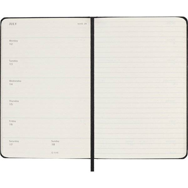 Wochenkalender 18 Monate Pocket A6 1 Woche/Seiten horizontal fester Einband schwarz 2026/2027
