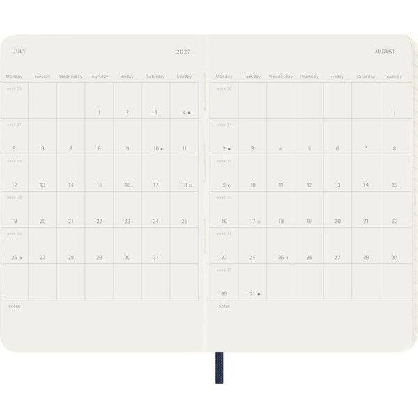 Wochenkalender 18 Monate Pocket A6 1 Woche/Seiten horizontal weicher Einband saphir 2026/2027