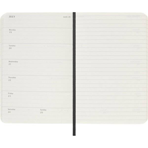 Wochenkalender 18 Monate Pocket A6 1 Woche/Seiten horizontal weicher Einband schwarz 2026/2027