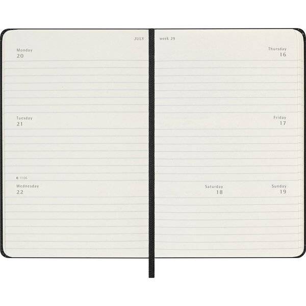 Wochenkalender 18 Monate Pocket A6 1 Woche/2 Seiten horizontal fester Einband schwarz 2026/2027