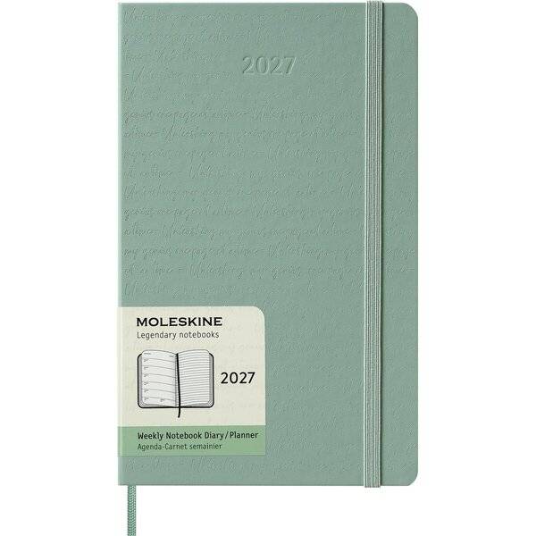 Wochenkalender 12 Monate Large A5 1 Woche/Seiten horizontal fester Einband salbei grün 2027