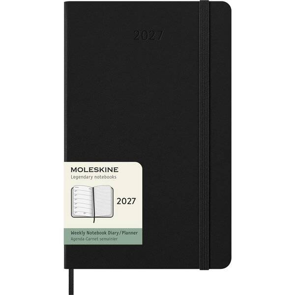 Wochenkalender 12 Monate Large A5 1 Woche/Seiten horizontal fester Einband schwarz 2027