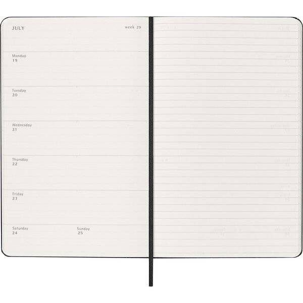 Wochenkalender 12 Monate Large A5 1 Woche/Seiten horizontal fester Einband schwarz 2027