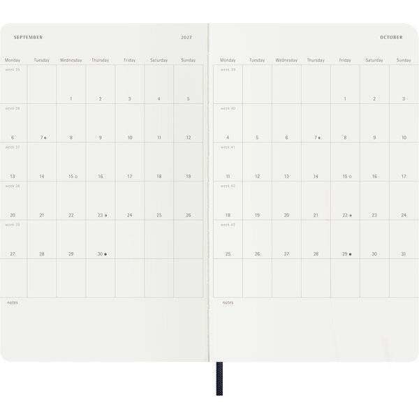 Wochenkalender 12 Monate Large A5 1 Woche/Seiten horizontal weicher Einband saphir 2027