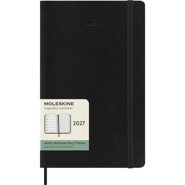 Wochenkalender 12 Monate Large A5 1 Woche/Seiten horizontal weicher Einband schwarz 2027