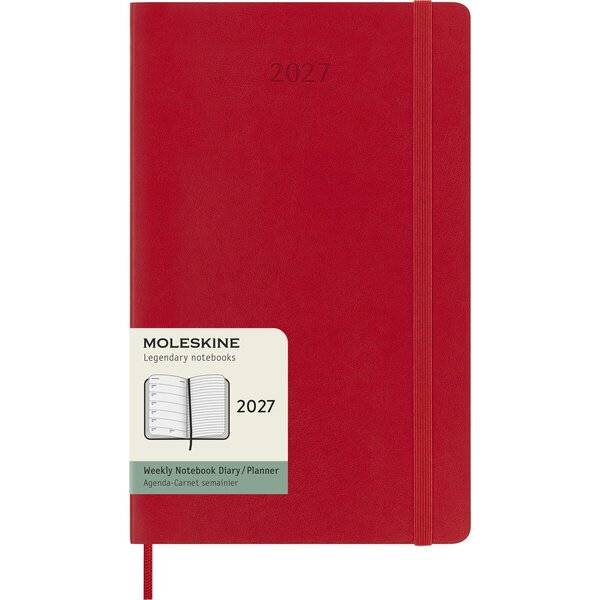 Wochenkalender 12 Monate Large A5 1 Woche/Seiten horizontal weicher Einband scharlachrot 2027