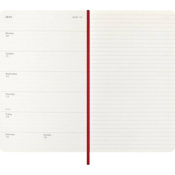 Wochenkalender 12 Monate Large A5 1 Woche/Seiten horizontal weicher Einband scharlachrot 2027