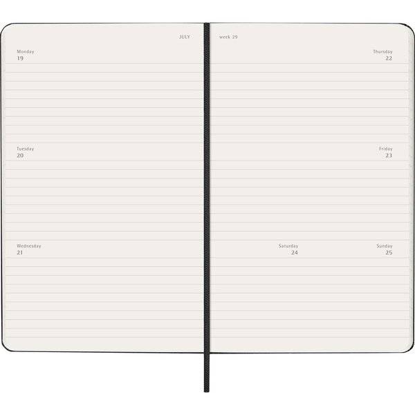 Wochenkalender 12 Monate Large A5 1 Woche/2 Seiten horizontal fester Einband schwarz 2027