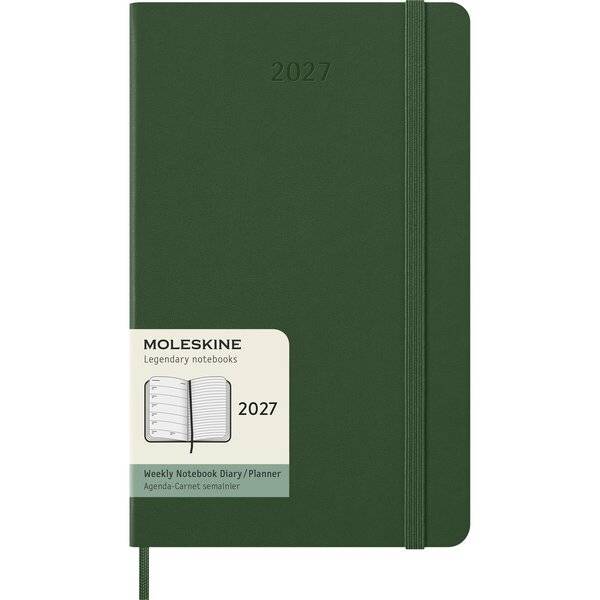 Wochenkalender 12 Monate Large A5 1 Woche/Seiten horizontal fester Einband myrtengrün 2027