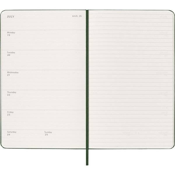 Wochenkalender 12 Monate Large A5 1 Woche/Seiten horizontal fester Einband myrtengrün 2027