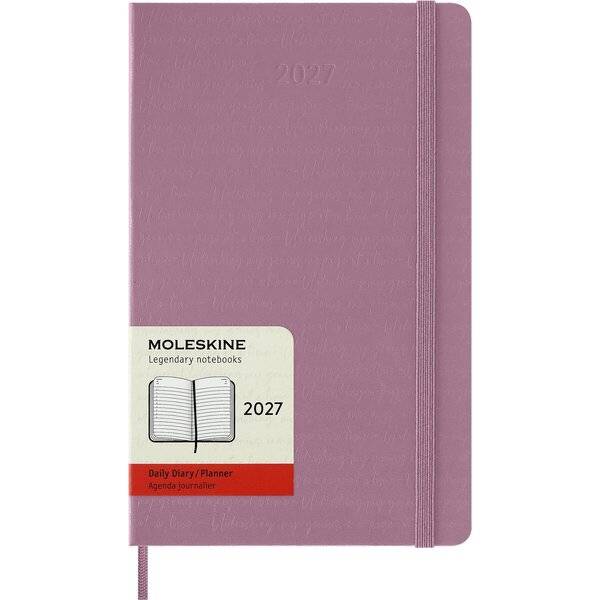 Tageskalender 12 Monate Large A5 1 Tag/Seite horizontal fester Einband majestätisch pink 2027