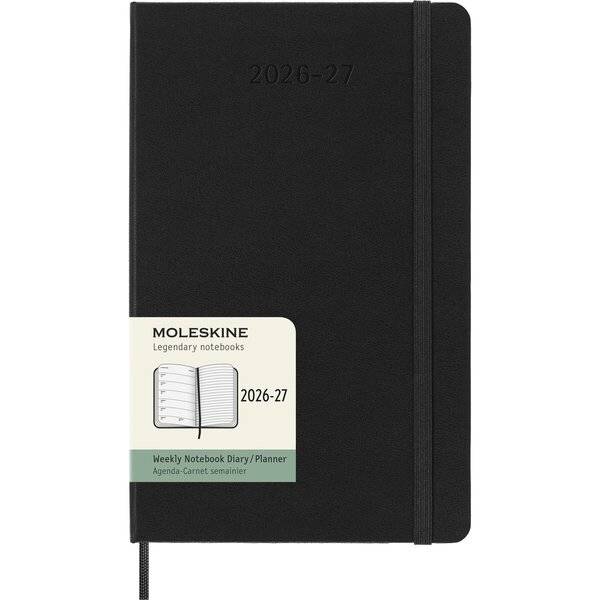Wochenkalender 18 Monate Large A5 1 Woche/Seiten horizontal fester Einband schwarz 2026/2027