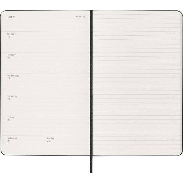 Wochenkalender 18 Monate Large A5 1 Woche/Seiten horizontal fester Einband schwarz 2026/2027