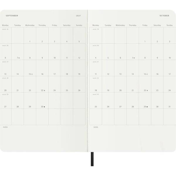 Wochenkalender 18 Monate Large A5 1 Woche/Seiten horizontal weicher Einband schwarz 2026/2027