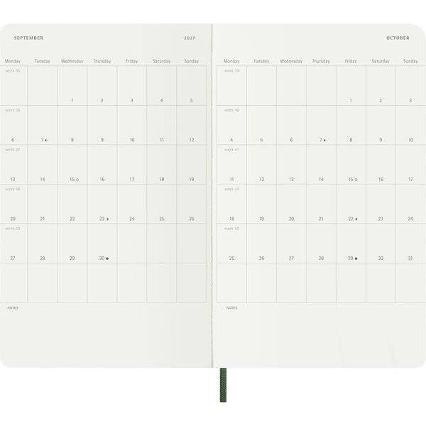 Wochenkalender 18 Monate Large A5 1 Woche/Seiten horizontal weicher Einband myrtengrün 2026/2027