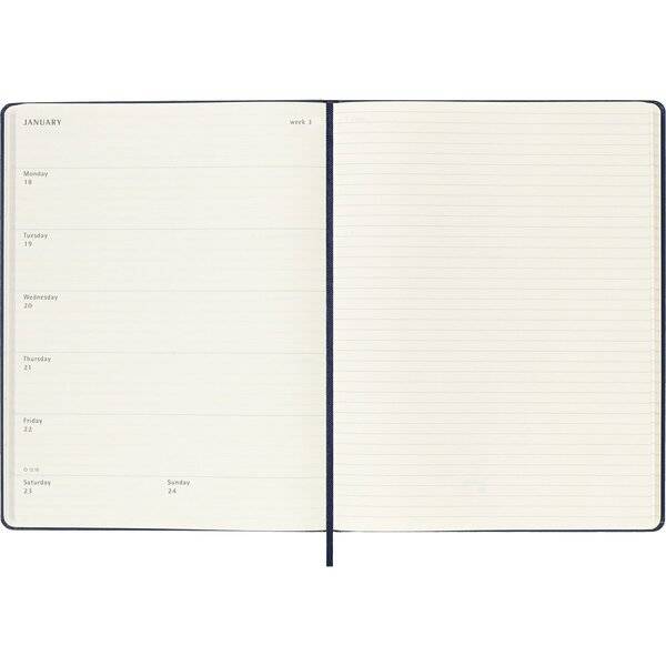 Wochenkalender 12 Monate XL 1 Woche/Seiten horizontal fester Einband saphir 2027