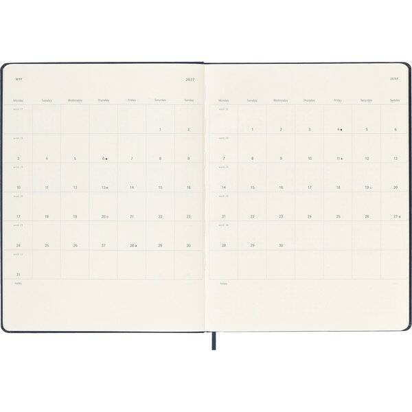 Wochenkalender 12 Monate XL 1 Woche/Seiten horizontal fester Einband saphir 2027
