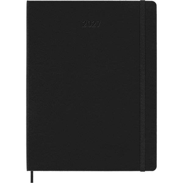 Wochenkalender 12 Monate XL 1 Woche/Seiten horizontal fester Einband schwarz 2027