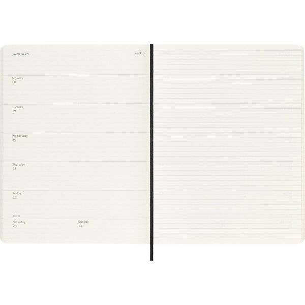 Wochenkalender 12 Monate XL 1 Woche/Seiten horizontal weicher Einband schwarz 2027