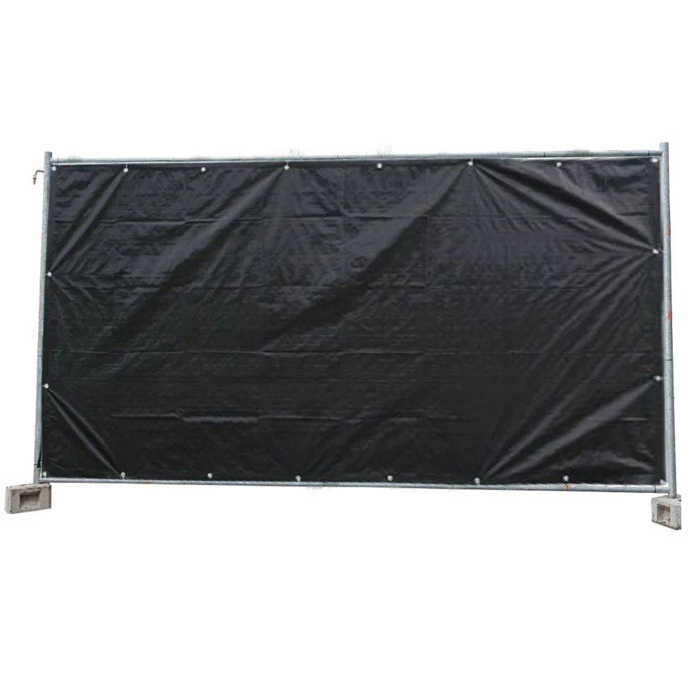 Bauzaunplane schwarz 10 Stück 160g/m² 1 76m x 3 41m