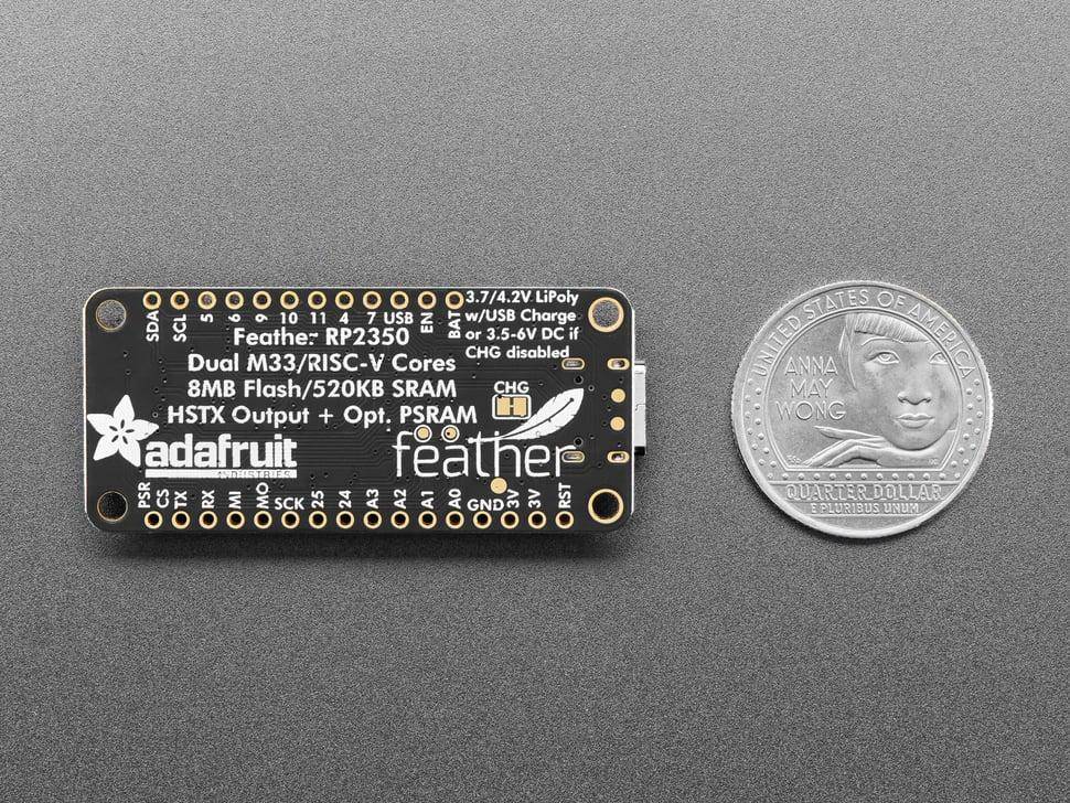 Adafruit Feather RP2350 HSTX-Port, 8 MB PSRAM, 8 MB Flash, Cortex-M33, USB-C, STEMMA QT, 3,3 V