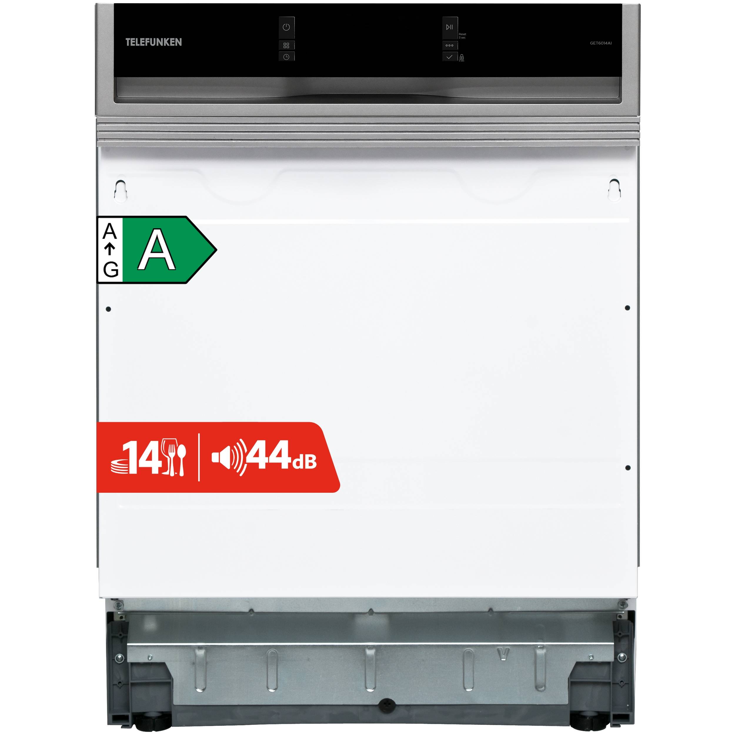 Telefunken Geschirrspüler 60 cm teilintegrierbar | Einbau Spülmaschine | 14 Gedecke | 9 Programme | AquaStop | GET6014AI