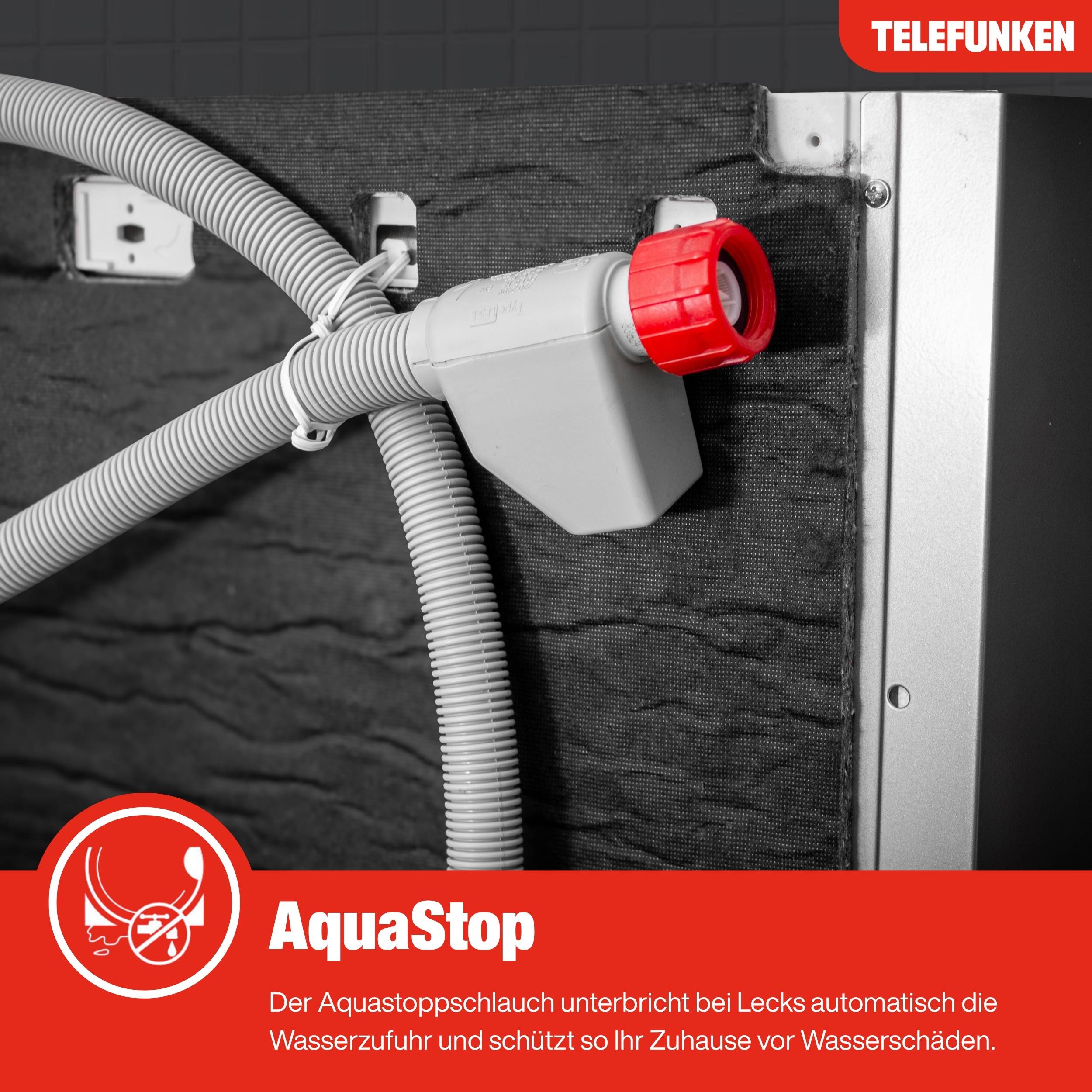 Telefunken Geschirrspüler 60 cm teilintegrierbar | Einbau Spülmaschine | 14 Gedecke | 9 Programme | AquaStop | GET6014AI