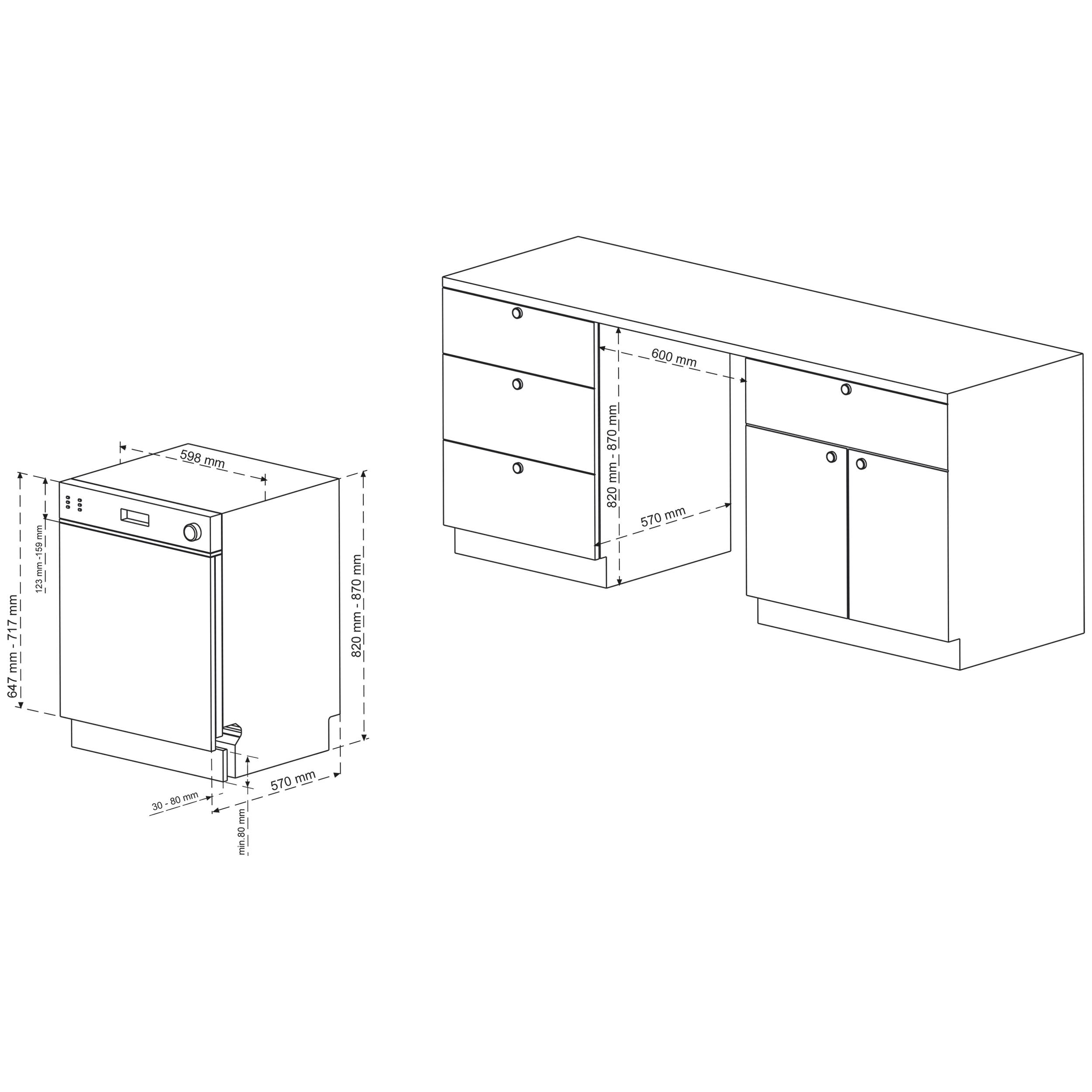Telefunken Geschirrspüler 60 cm teilintegrierbar | Einbau Spülmaschine | 14 Gedecke | 9 Programme | AquaStop | GET6014AI