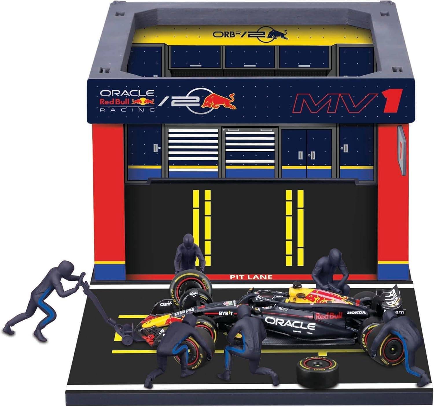 Bburago Pit Stop Red Bull RB20 2024#1 Verstappen Spielset m.Diorama 1:43 3+