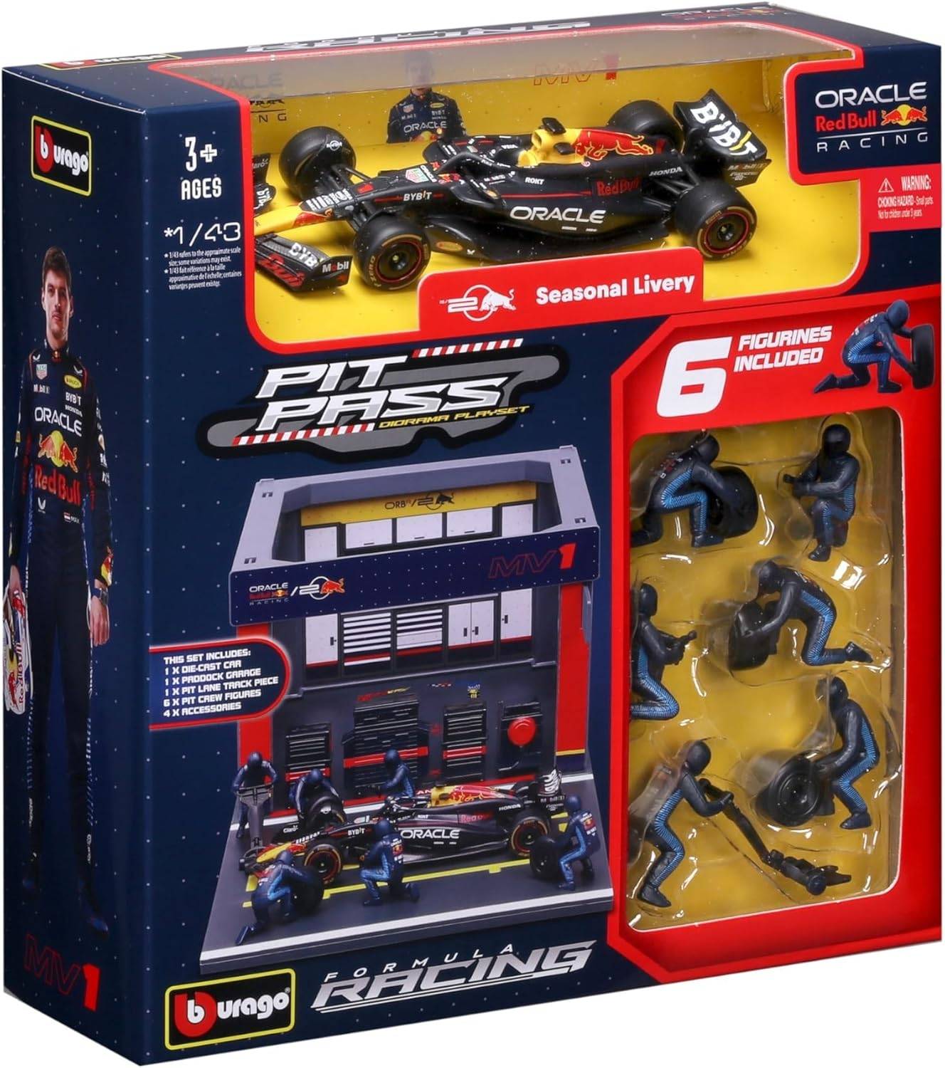 Bburago Pit Stop Red Bull RB20 2024#1 Verstappen Spielset m.Diorama 1:43 3+