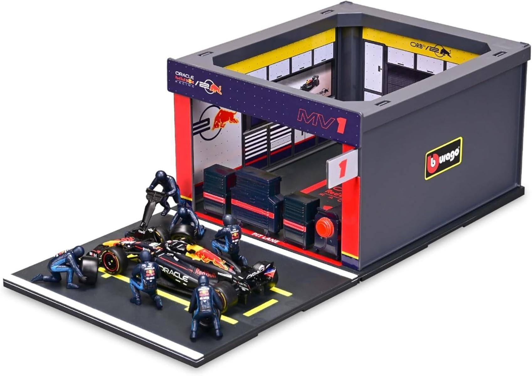 Bburago Pit Stop Red Bull RB20 2024#1 Verstappen Spielset m.Diorama 1:43 3+