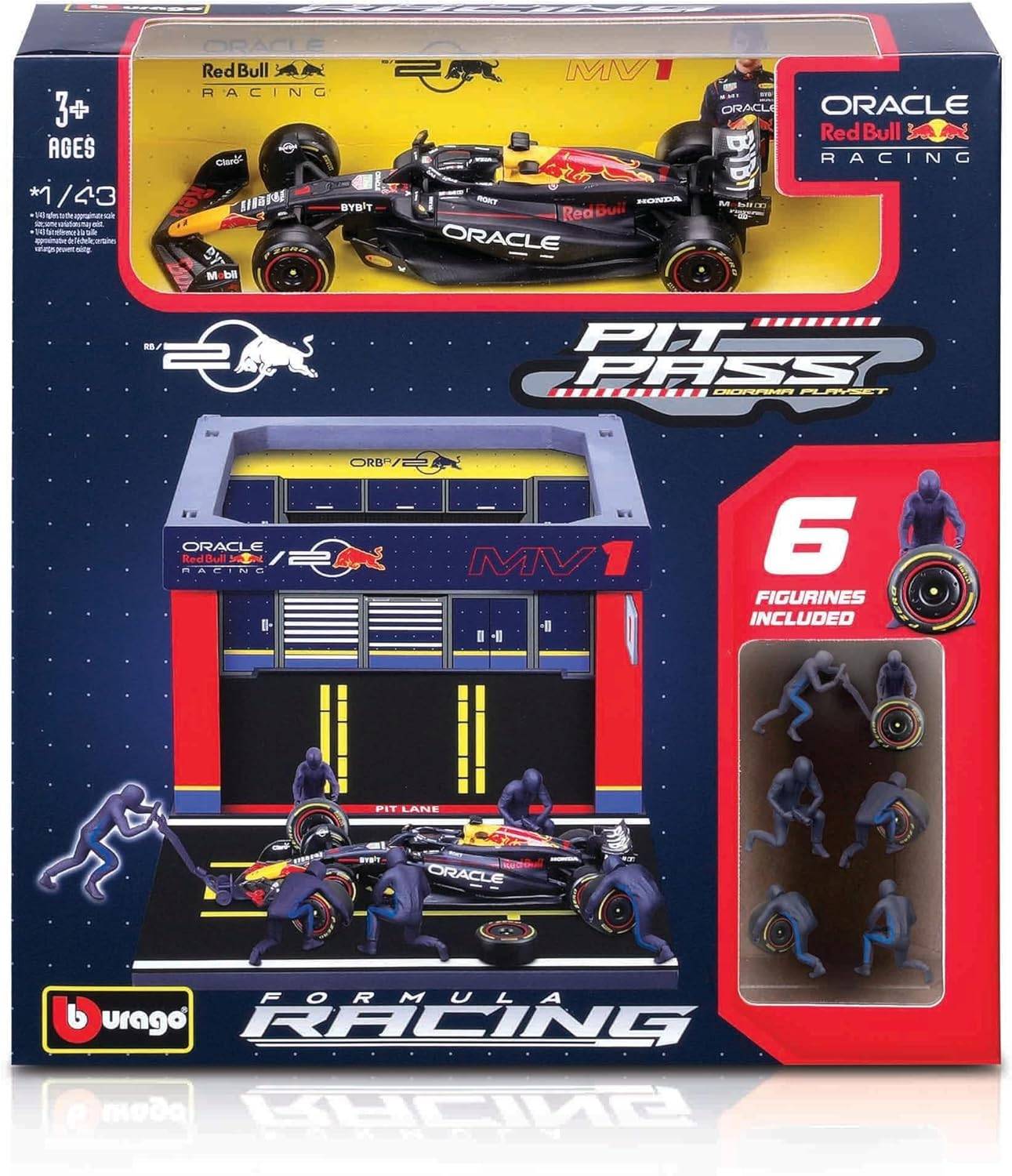 Bburago Pit Stop Red Bull RB20 2024#1 Verstappen Spielset m.Diorama 1:43 3+