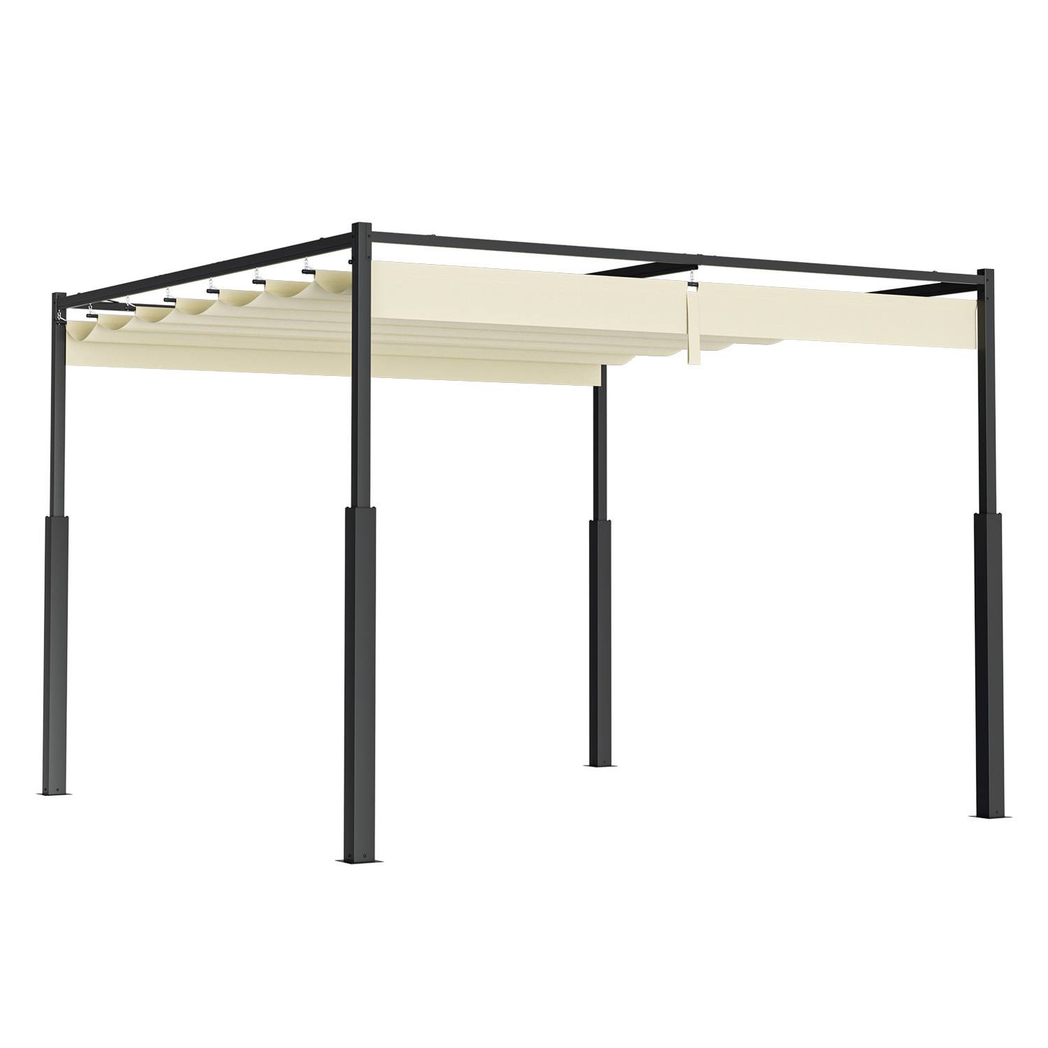 Pergola Gartenpavillon Terrassenueberdachung Sonnenschutz Garten Beige 3 x 3 m