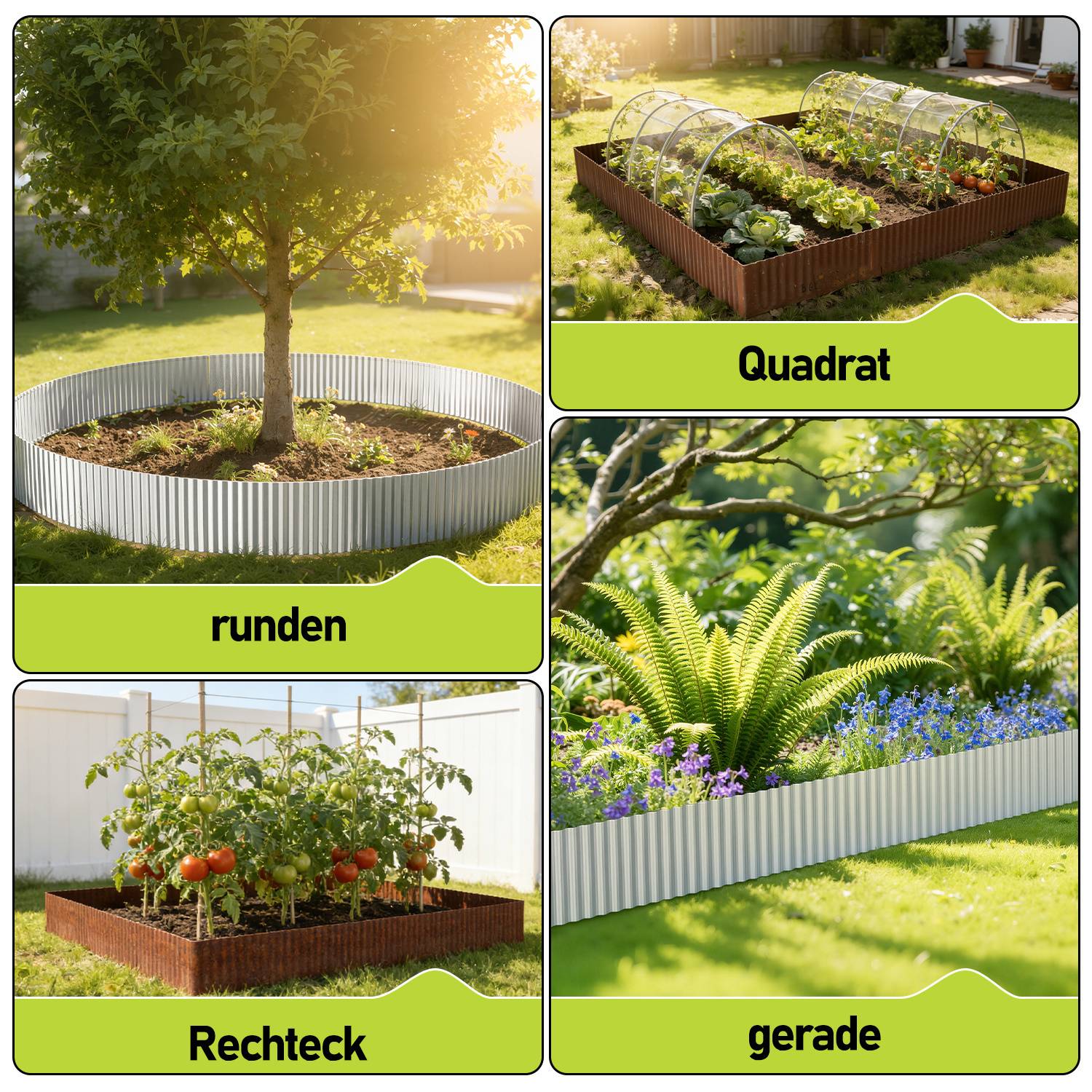 Rasenkante 50m, Wellen verzinkt Beetbegrenzung, 15cm Höhe, Raseneinfassung Ideal für Rasenbegrenzung, Metall, Silber