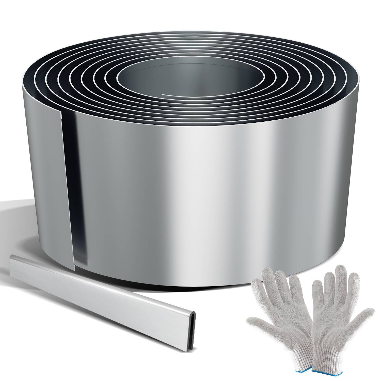 Rasenkante 15 cm x 50 m Trennrand Beet Zaun Flexibel Pflanzenschutz Garten Einfassung Silber