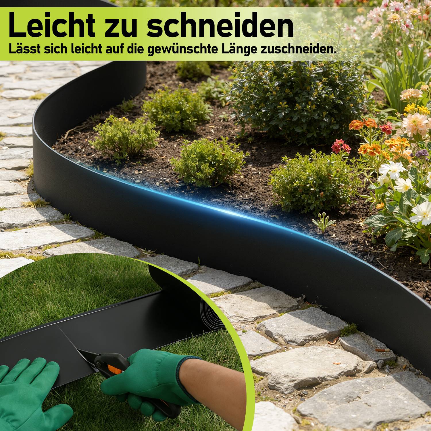 Rasenkante 15 cm x 25 m Trennrand Beet Zaun Flexibel Pflanzenschutz Garten Einfassung Schwarz