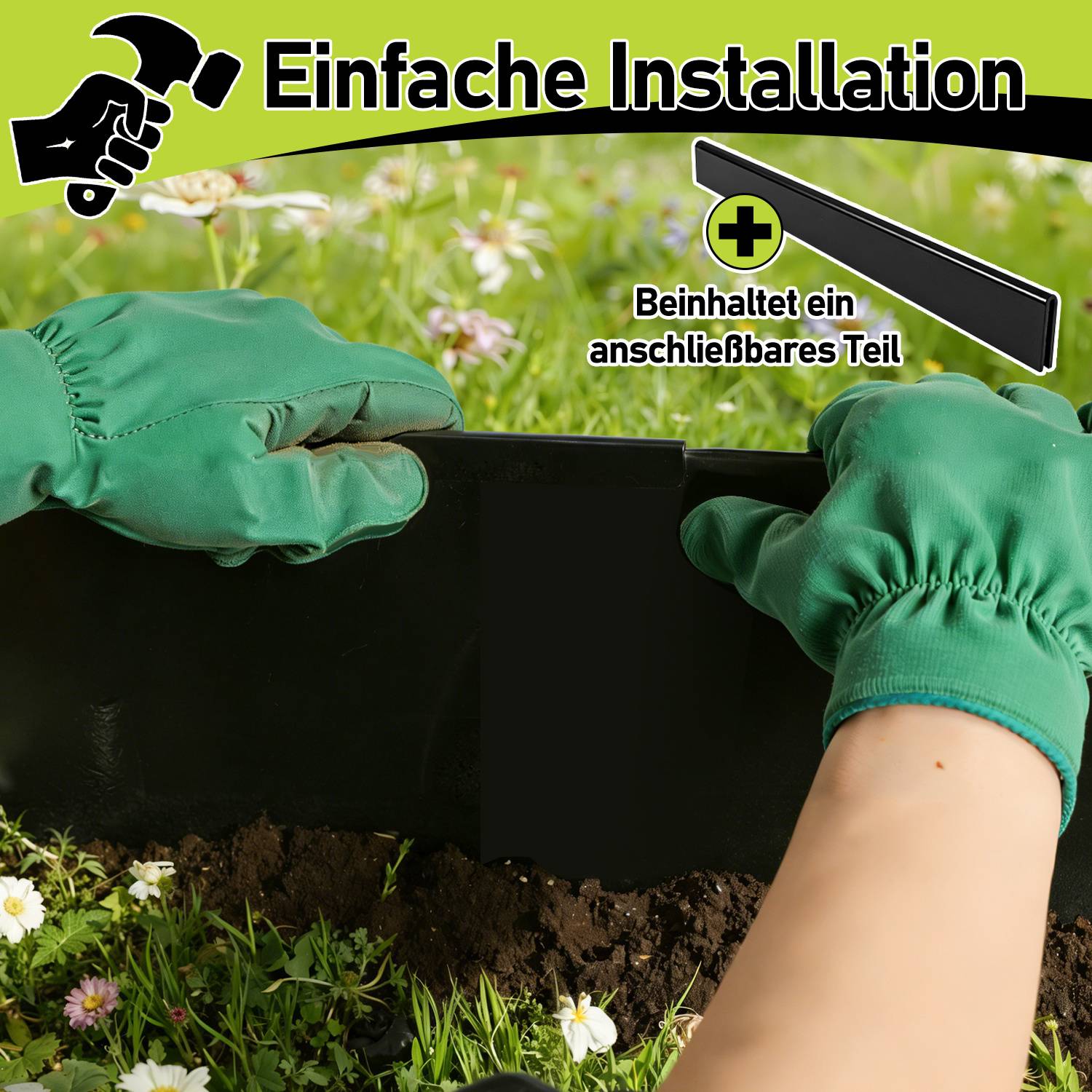 Rasenkante 15 cm x 5 m Trennrand Beet Zaun Flexibel Pflanzenschutz Garten Einfassung Schwarz