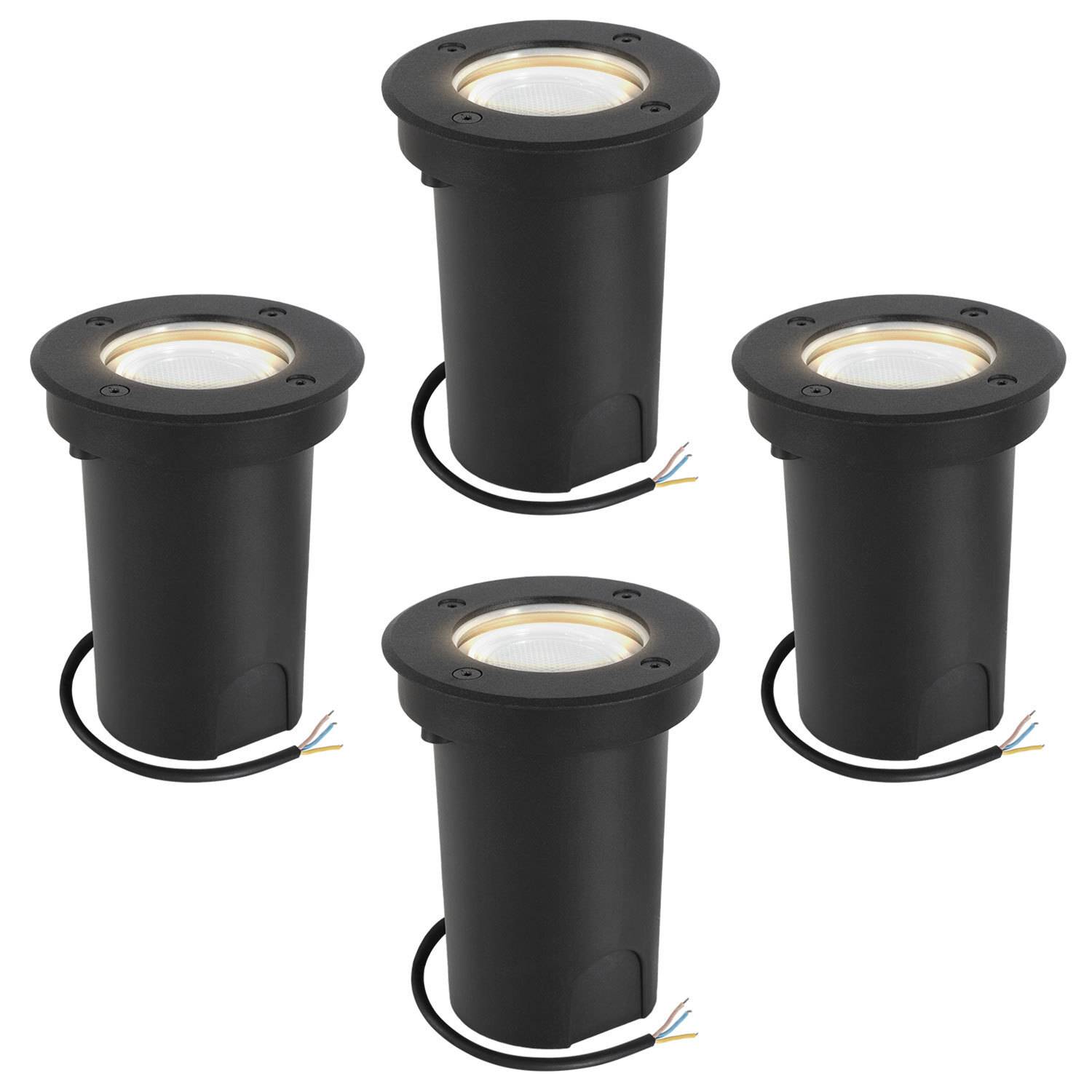 4x 3W Bodenleuchte Schwenkbar IP65 Außen LED Bodeneinbaustrahler Bodenstrahler Bodenlampe Neutralweiß - Schwarz Gehäuse