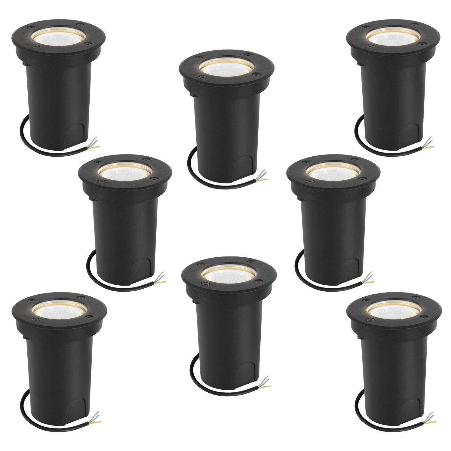 8x 3W Bodenleuchte Schwenkbar IP65 Außen LED Bodeneinbaustrahler Bodenstrahler Bodenlampe Neutralweiß - Schwarz Gehäuse